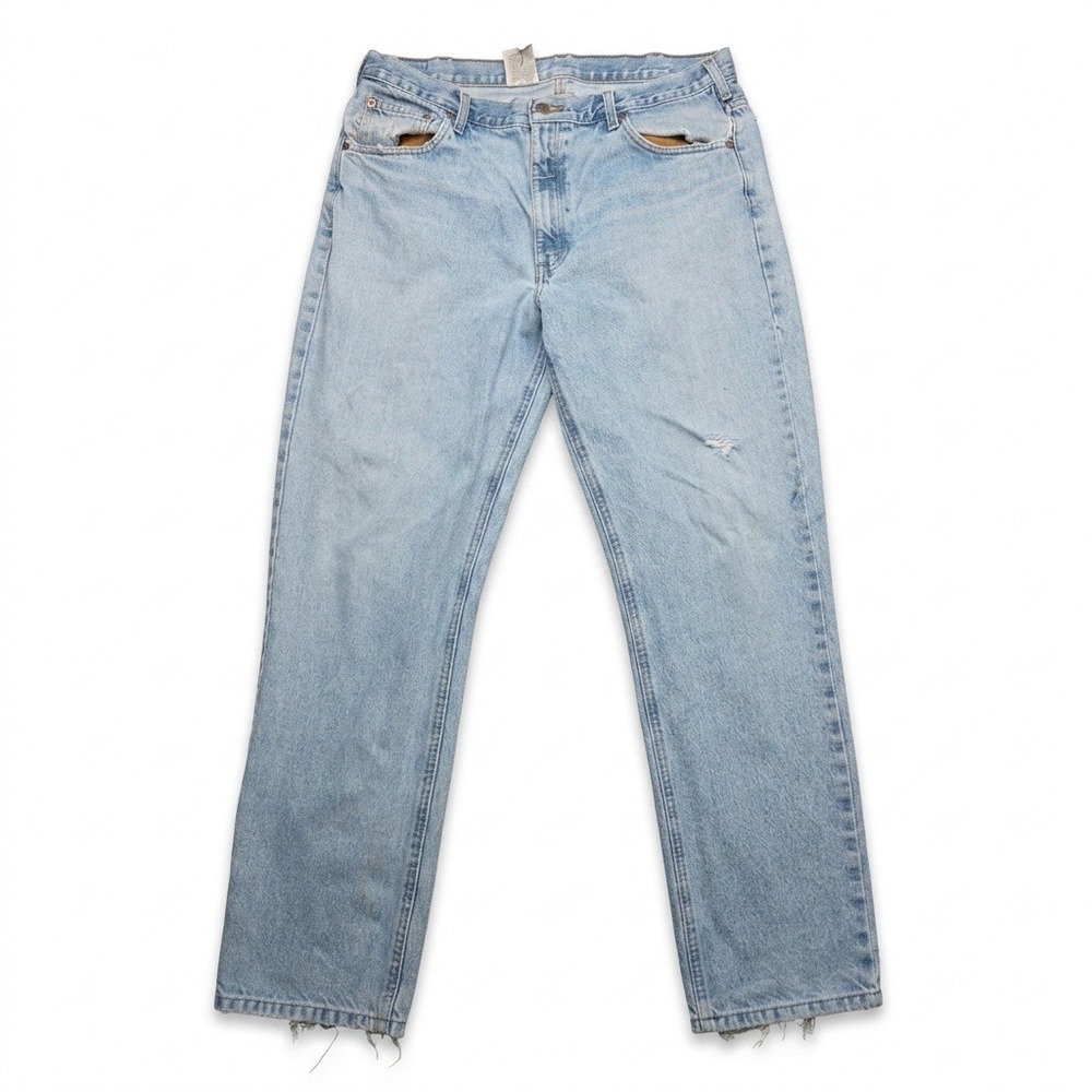 Carhartt B18 STW Traditional Fit Jeans Mens 36x32 Light Wash Distressed Frayed